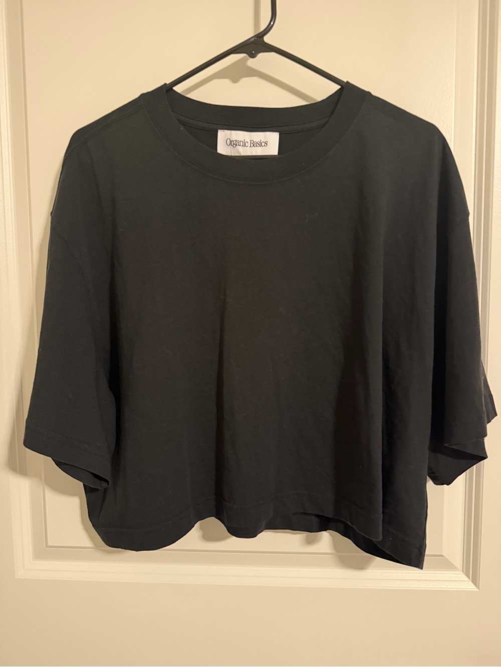 Organic Basics Black Cropped Boxy Tee